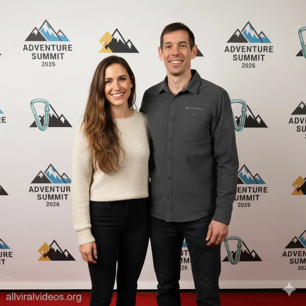 Alex Honnold and wife Sanni McCandless at climbing event